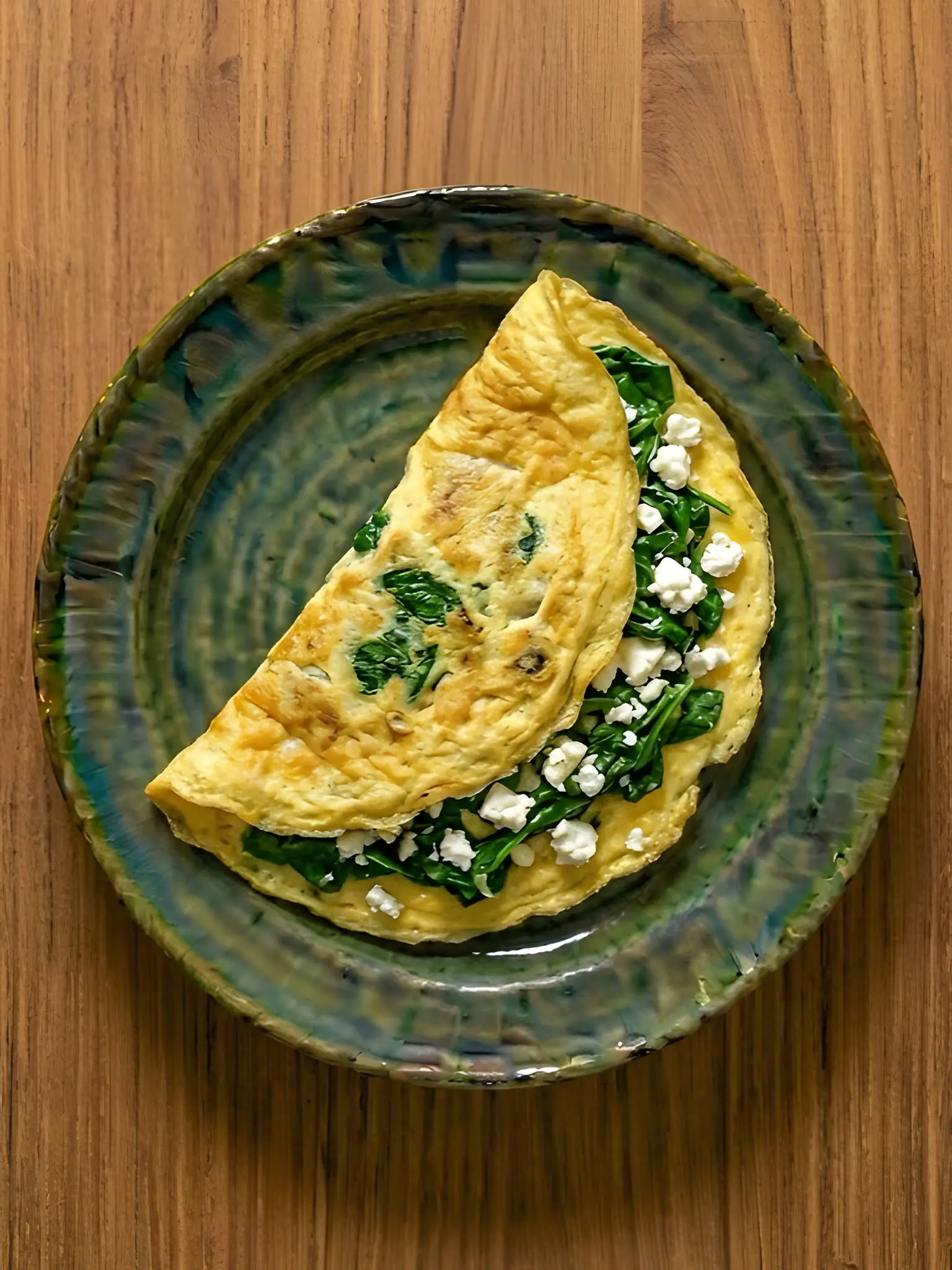 Tortilla de espinacas y queso feta