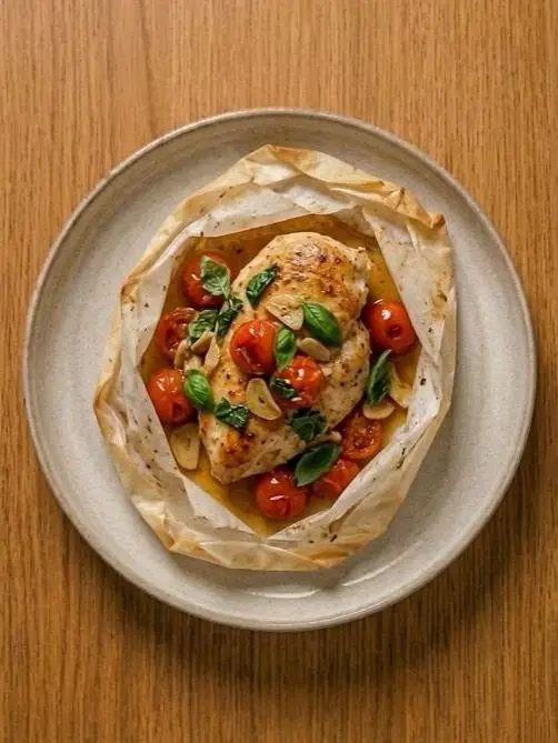 Pechugas de pollo con tomate y albahaca