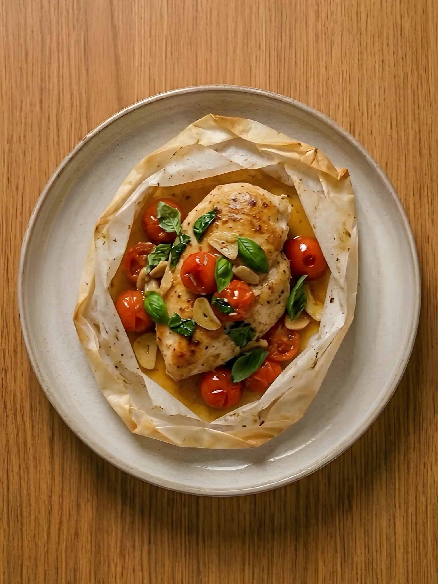 Pechugas de pollo con tomate y albahaca