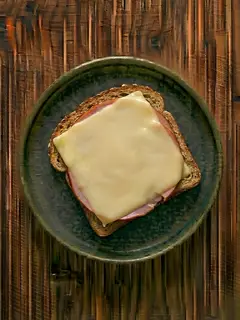 Tostada de pan integral con jamón cocido y queso