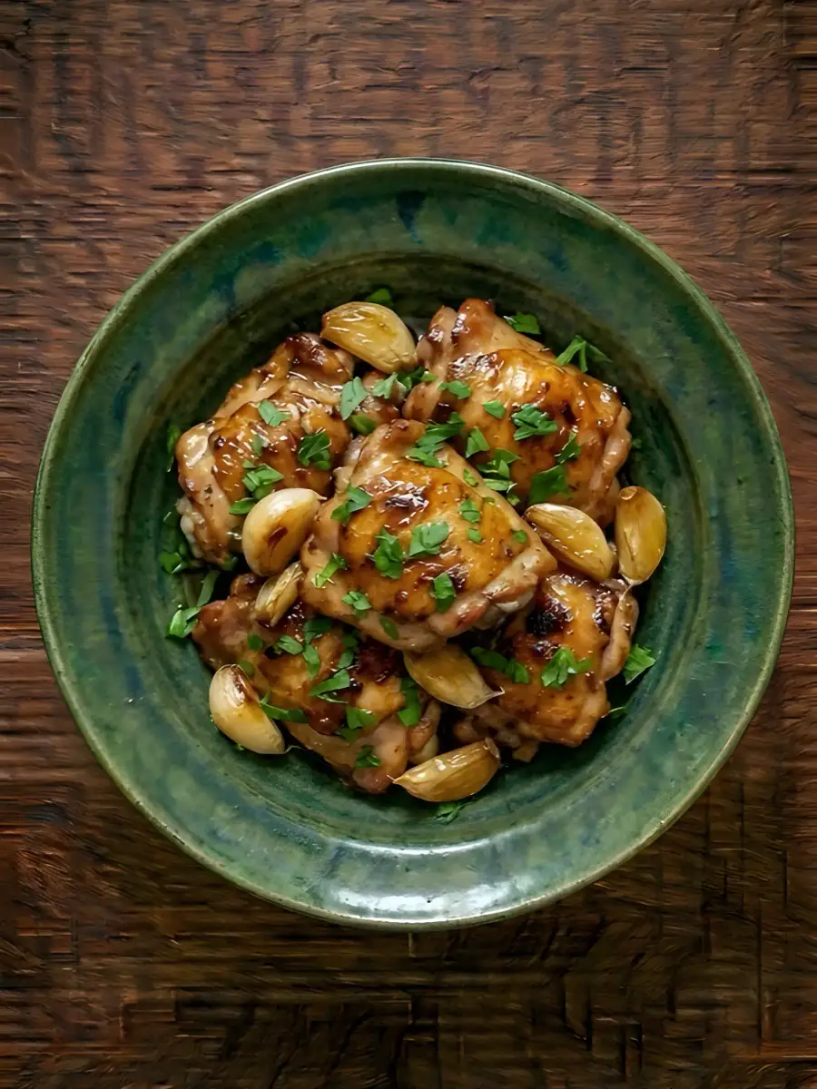 Foto de Muslos de pollo al ajillo