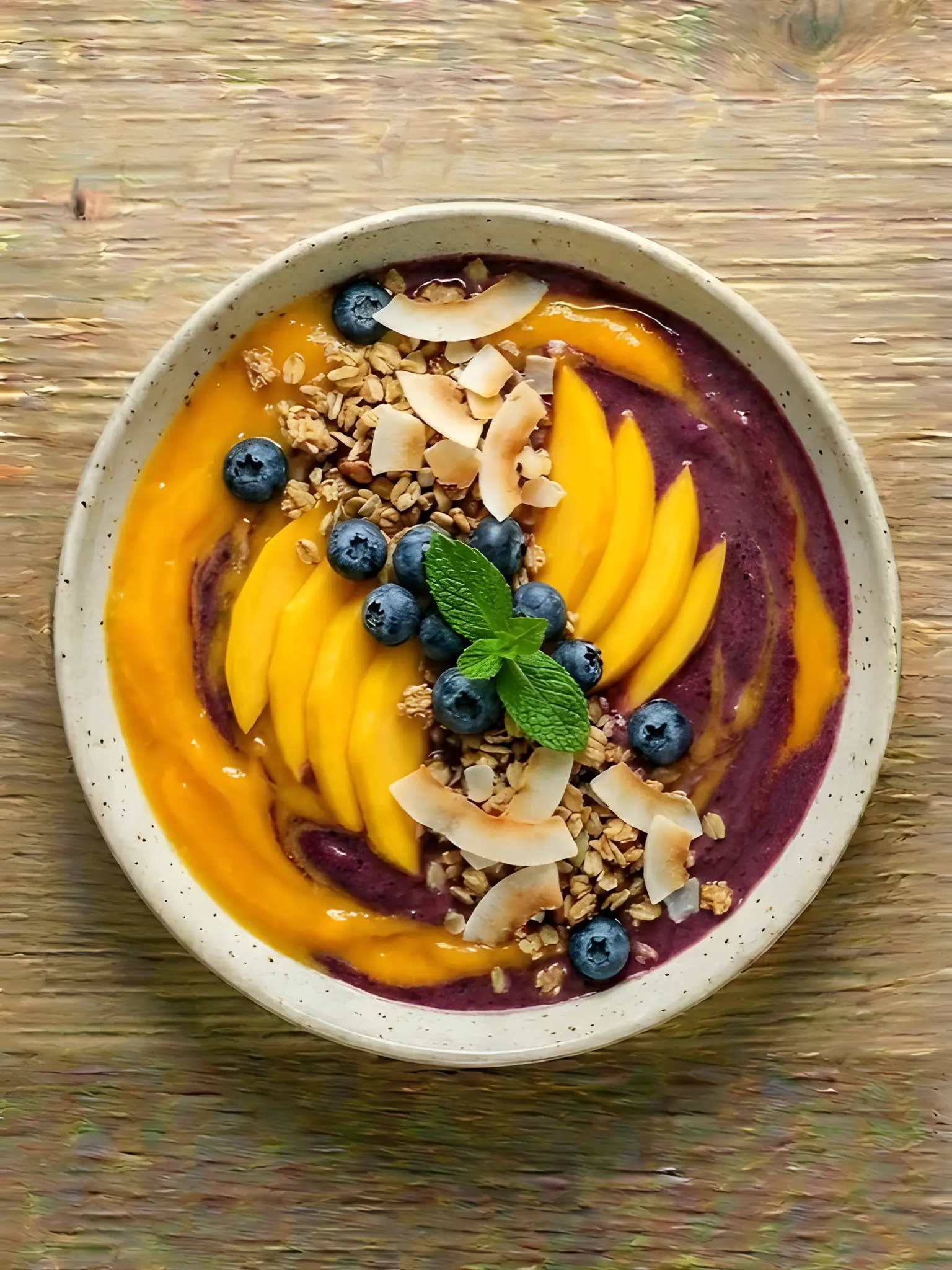 Smoothie Bowl de Mango y Arándanos