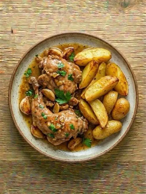 Conejo al Ajillo con Patatas