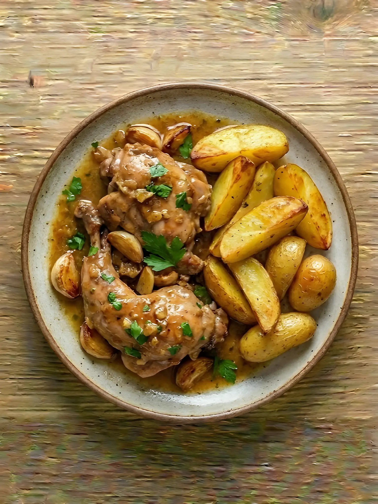 Conejo al Ajillo con Patatas