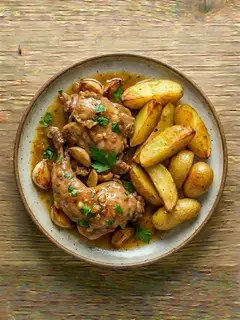 Conejo al Ajillo con Patatas