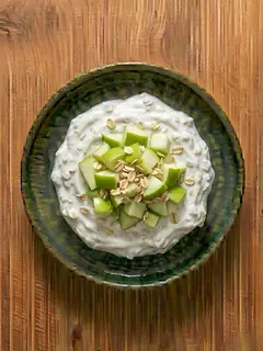 Yogur griego con avena y manzana