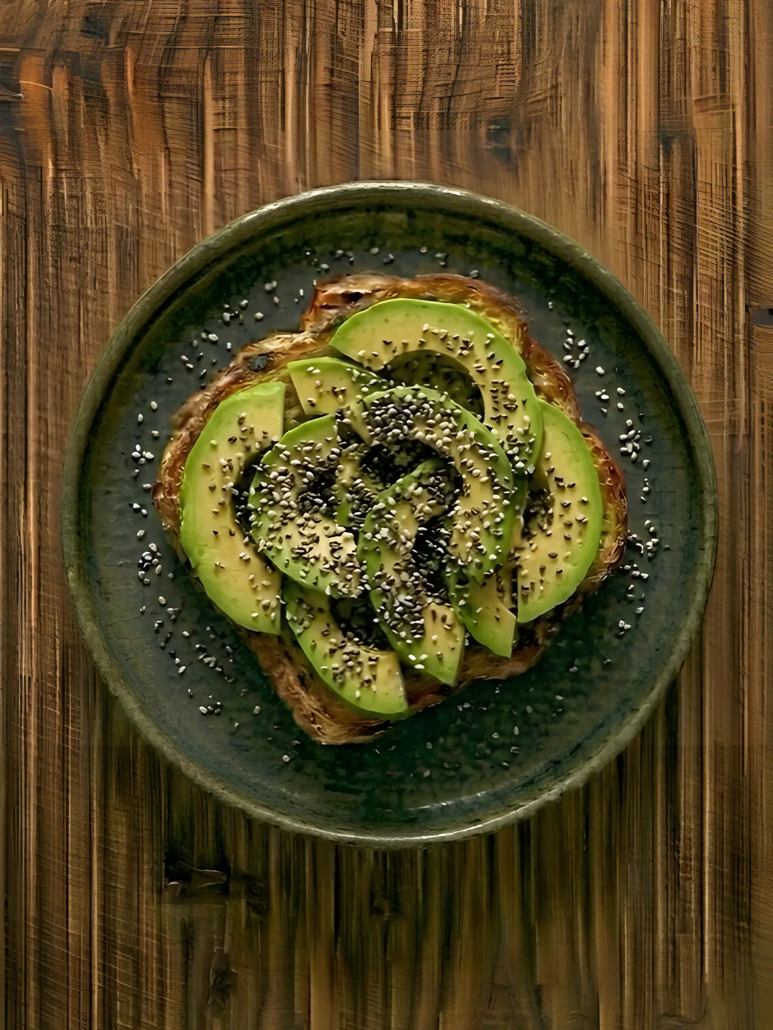 Tostada de pan integral con aguacate y semillas de chia