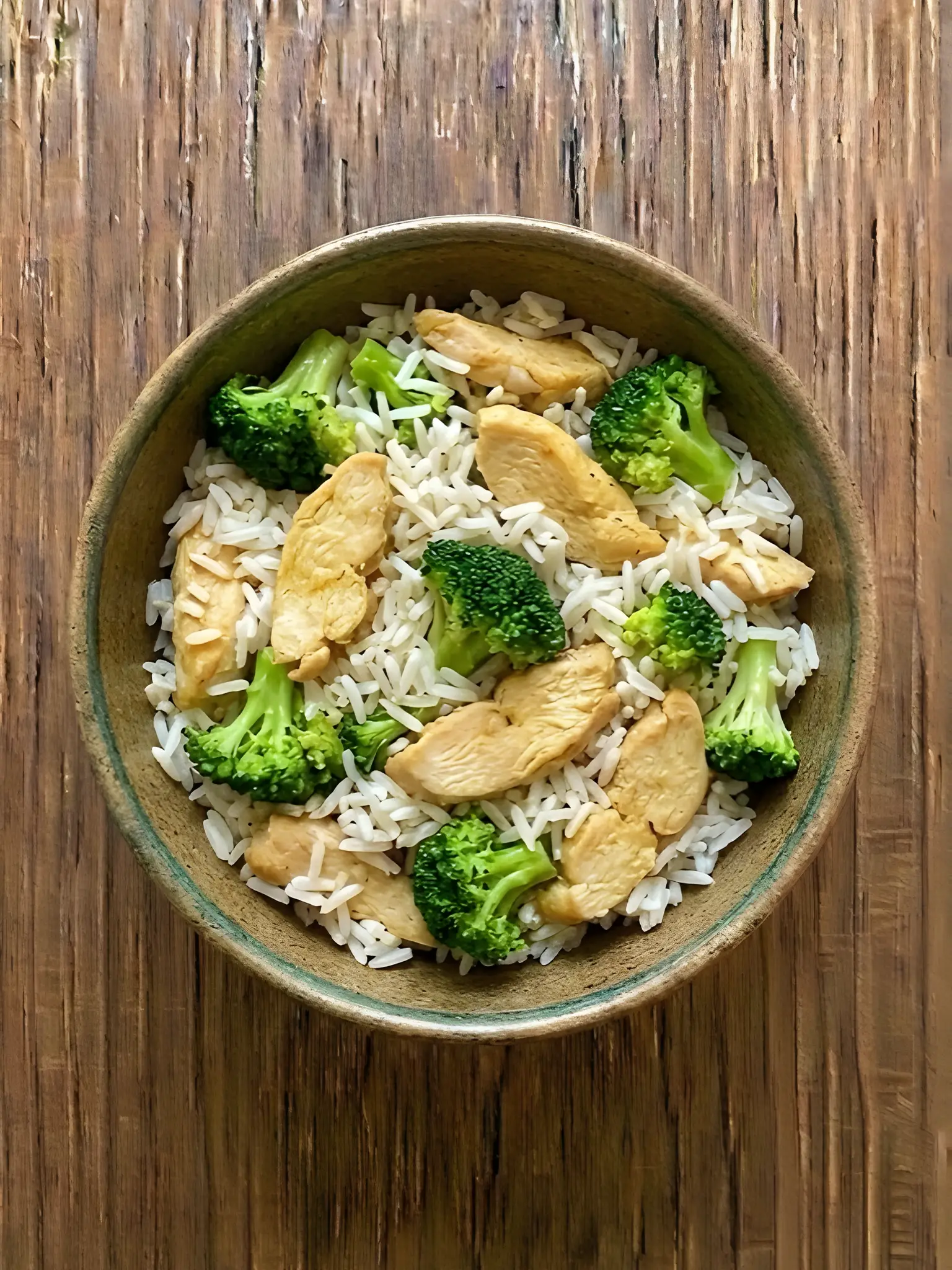 Arroz con pechuga de pollo y brócoli