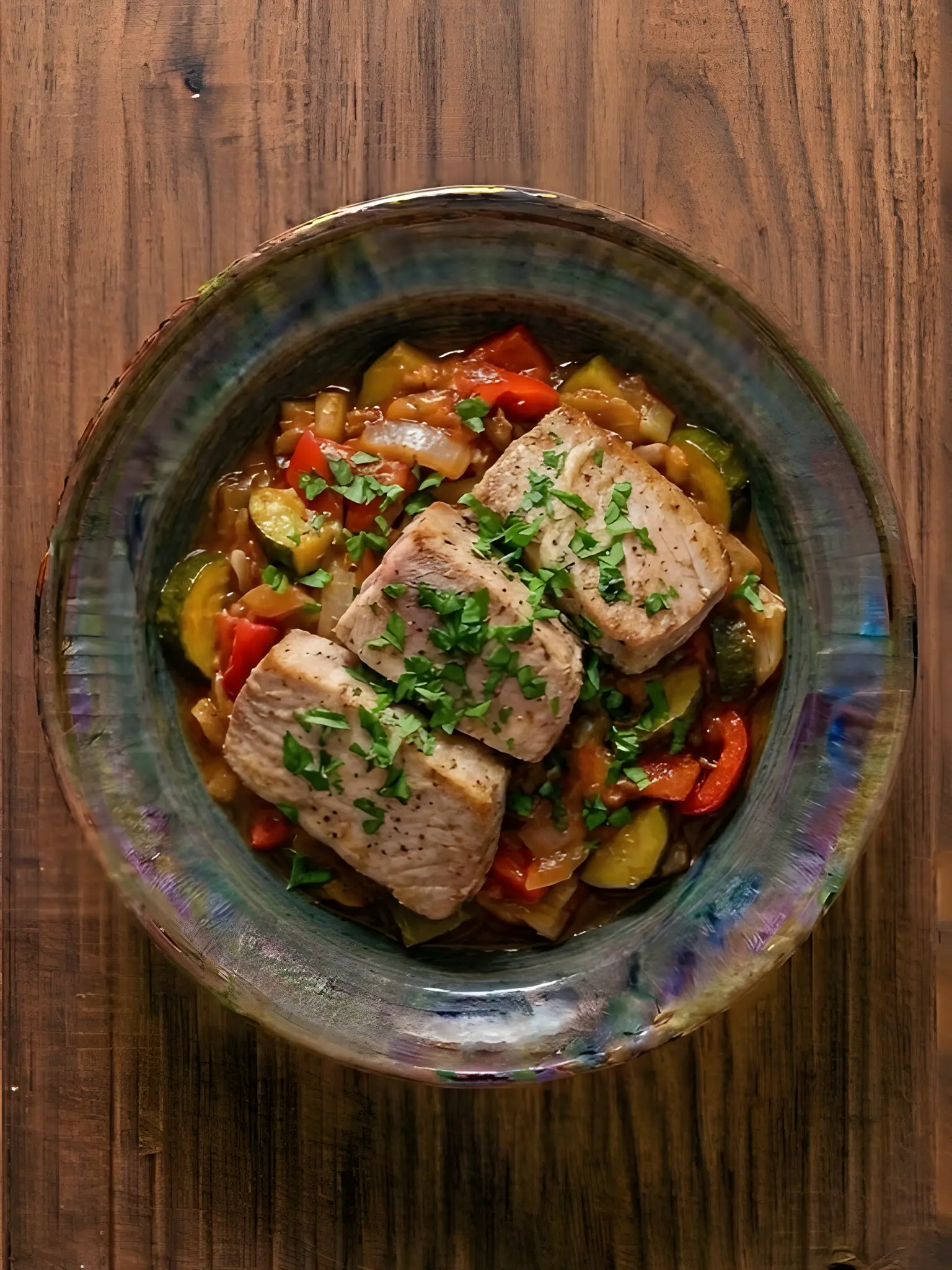 Atún fresco con pisto
