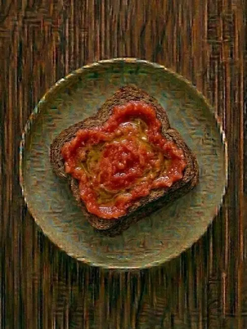 Tostada de centeno con tomate y aceite