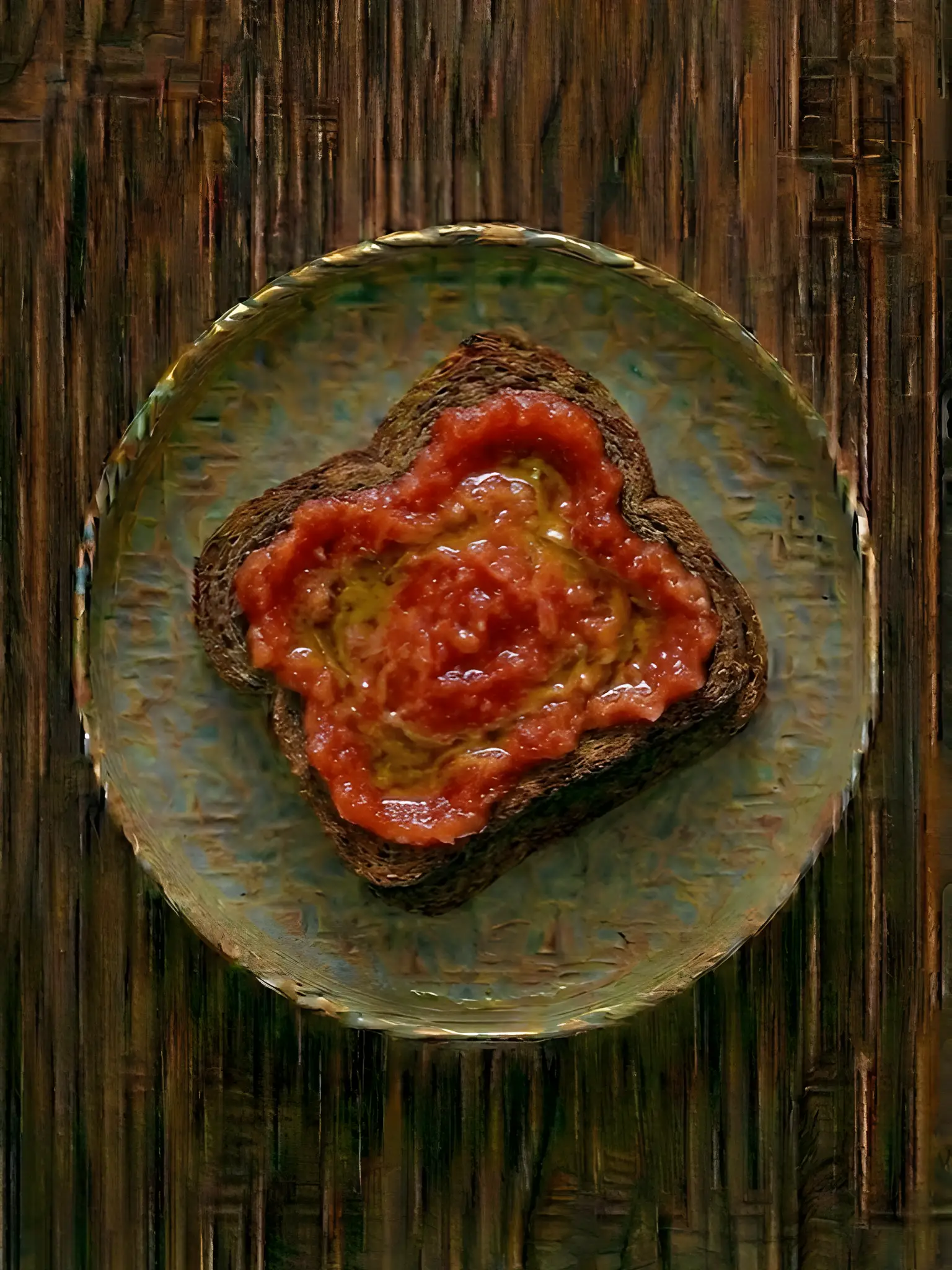 Tostada de centeno con tomate y aceite