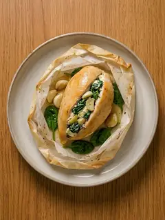 Pechuga de pollo rellena de espinacas y queso