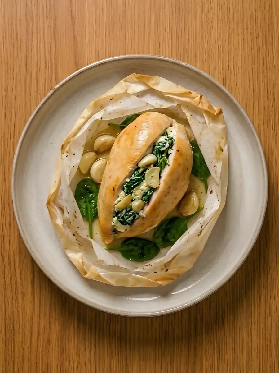 Foto de Pechuga de pollo rellena de espinacas y queso