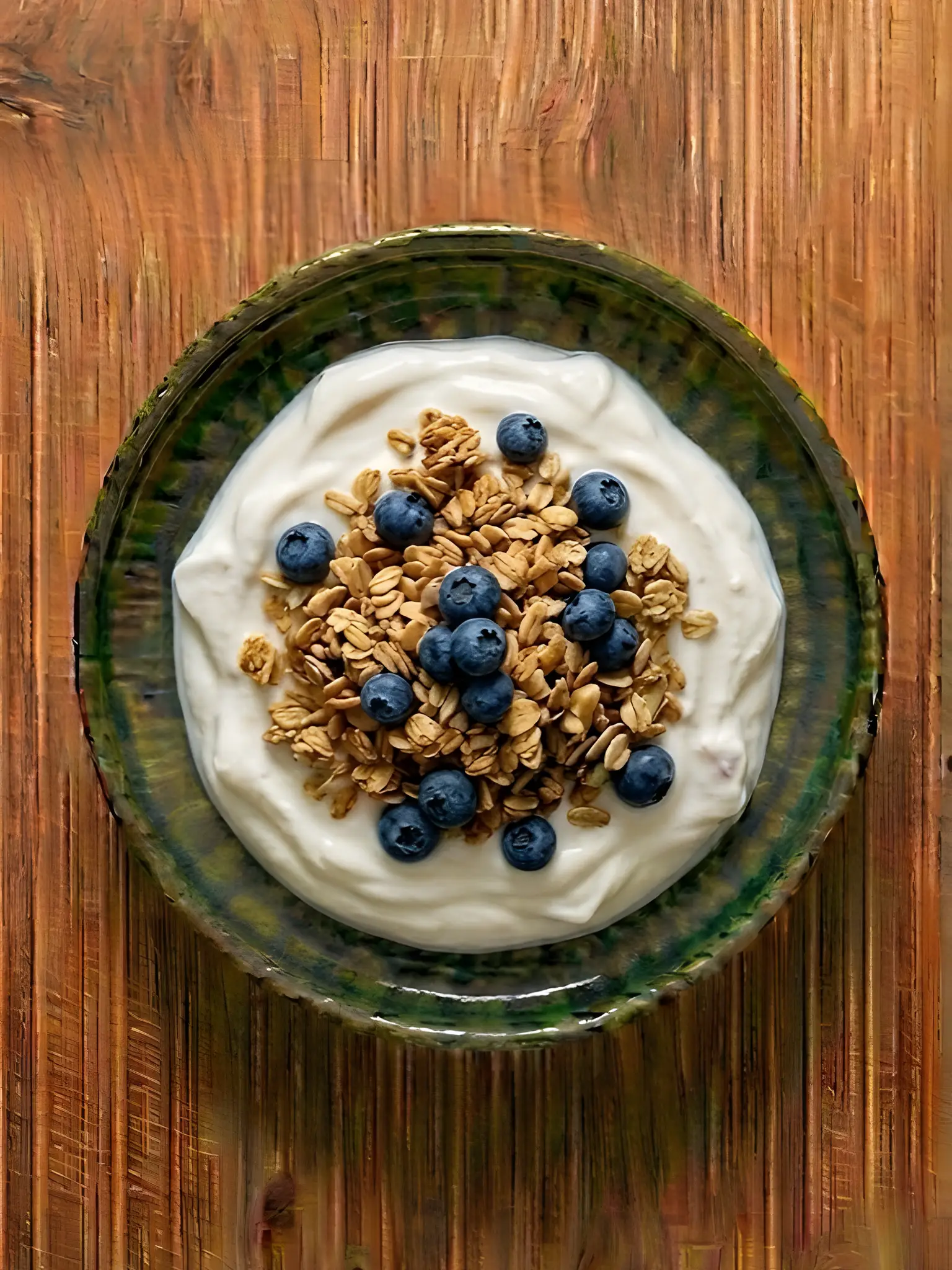 Yogur griego con granola y arándanos