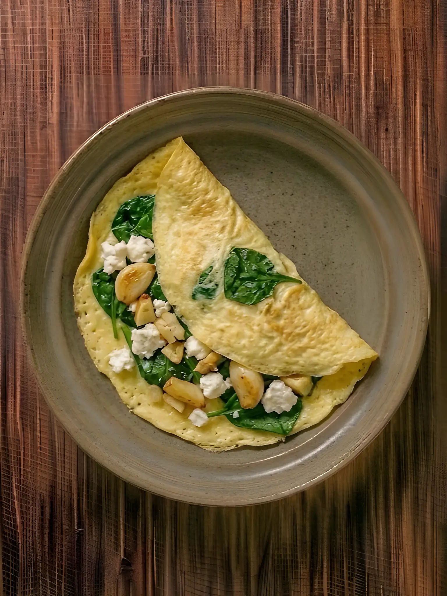Tortilla de espinacas y queso fresco