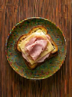 Tostada de pan de cristal con jamón cocido y queso