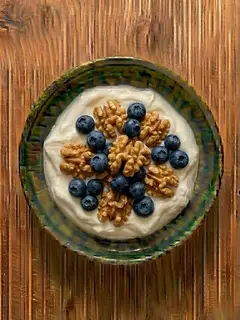 Yogur griego con nueces y arándanos