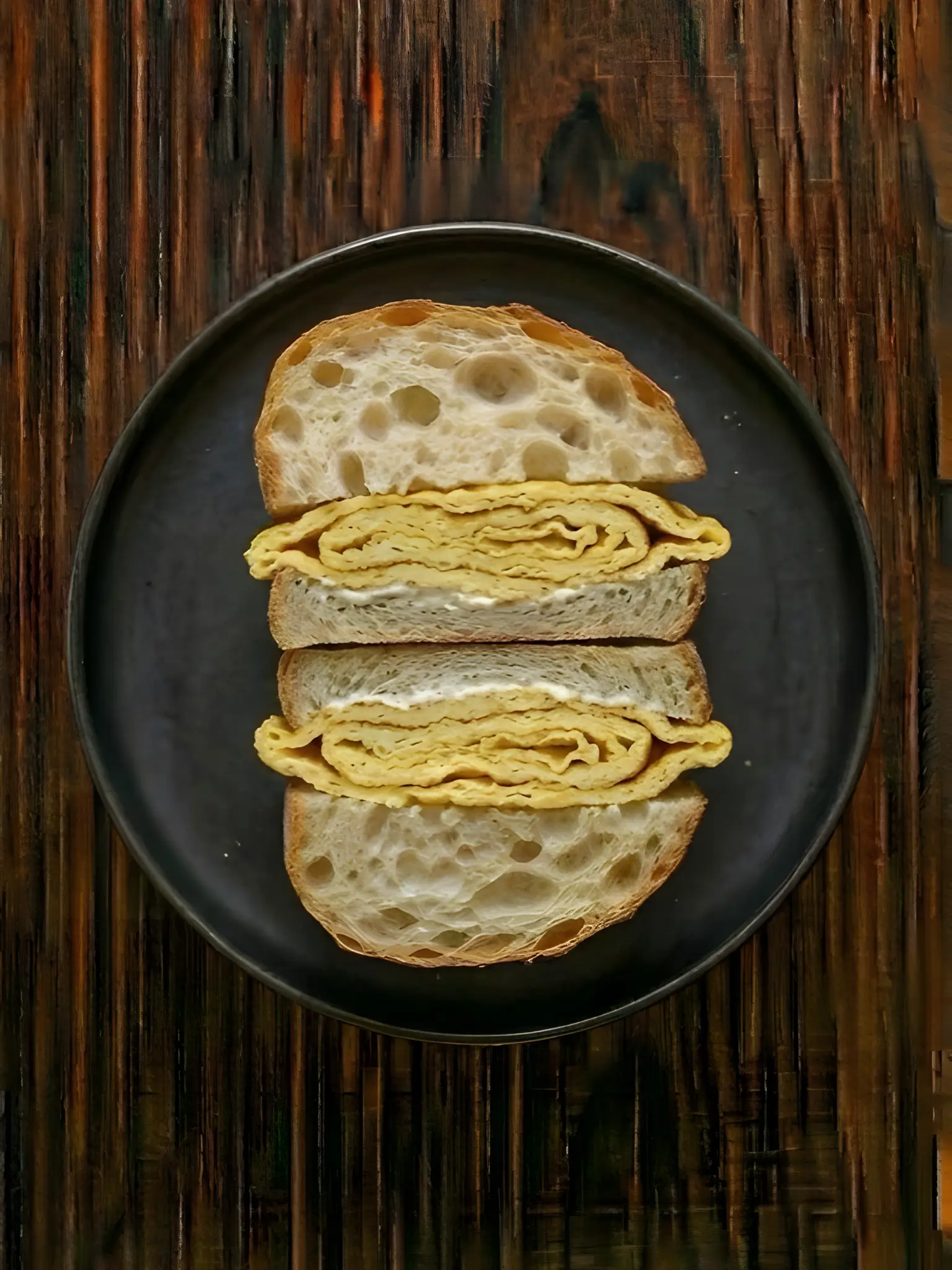 Bocadillo de pan de cristal con tortilla francesa
