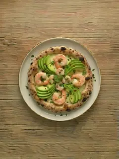 Pizza de Gambas y Aguacate