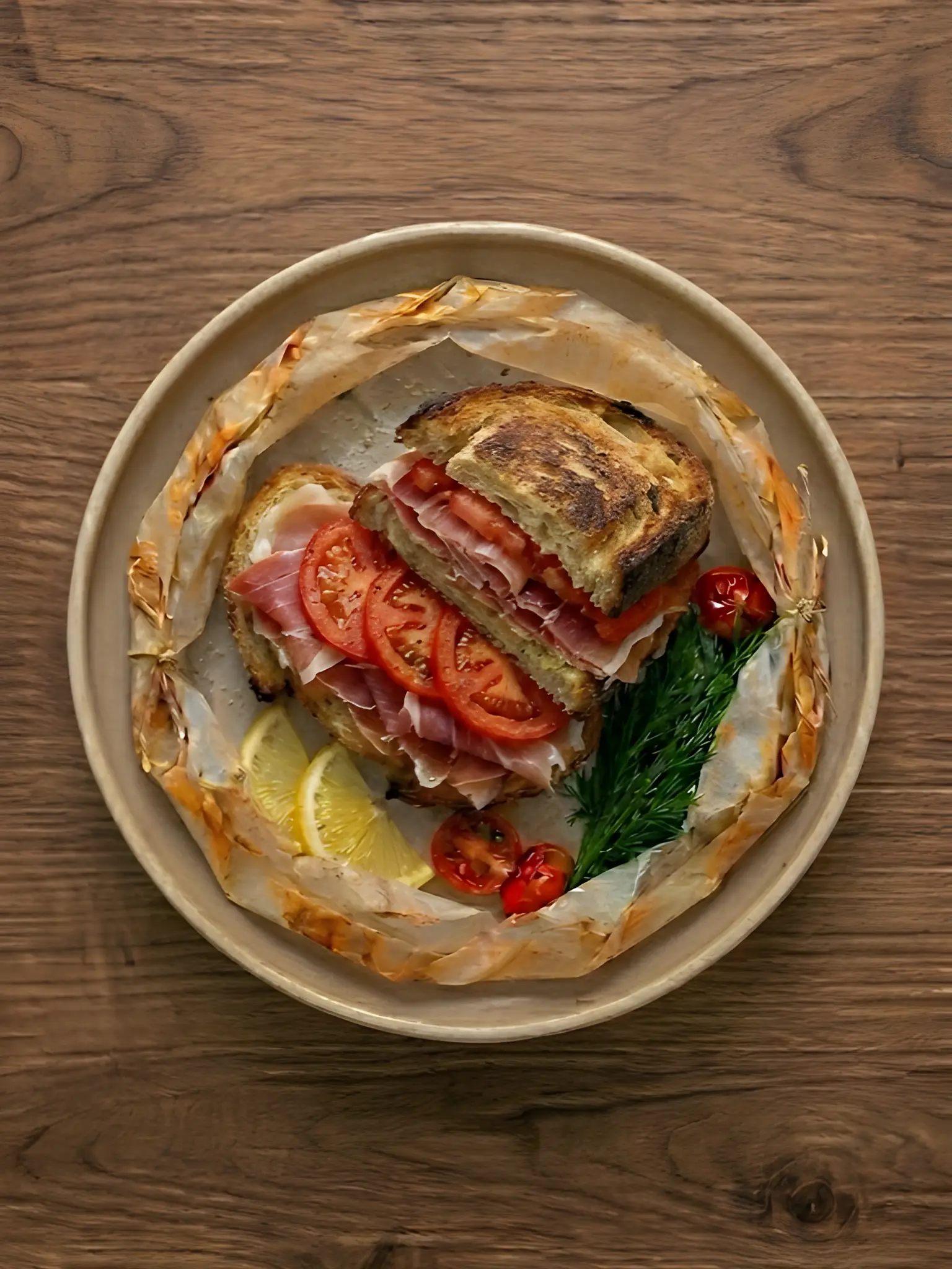 Sándwich de jamón serrano y tomate