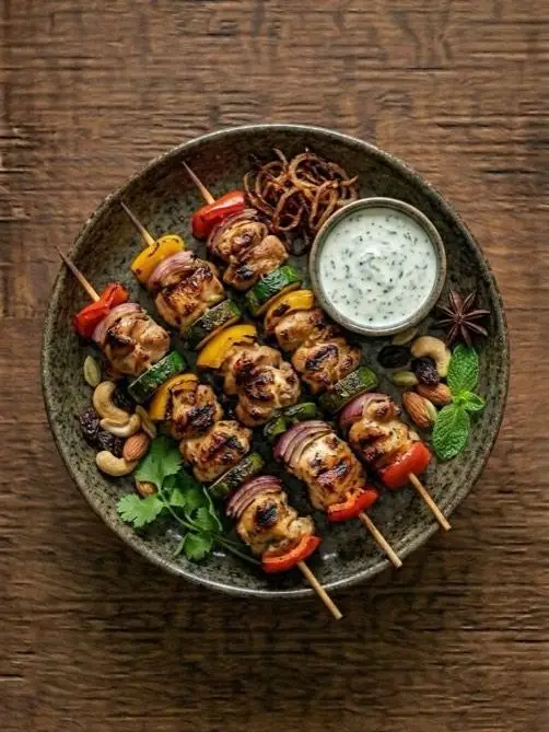 Brochetas de Pollo con Verduras