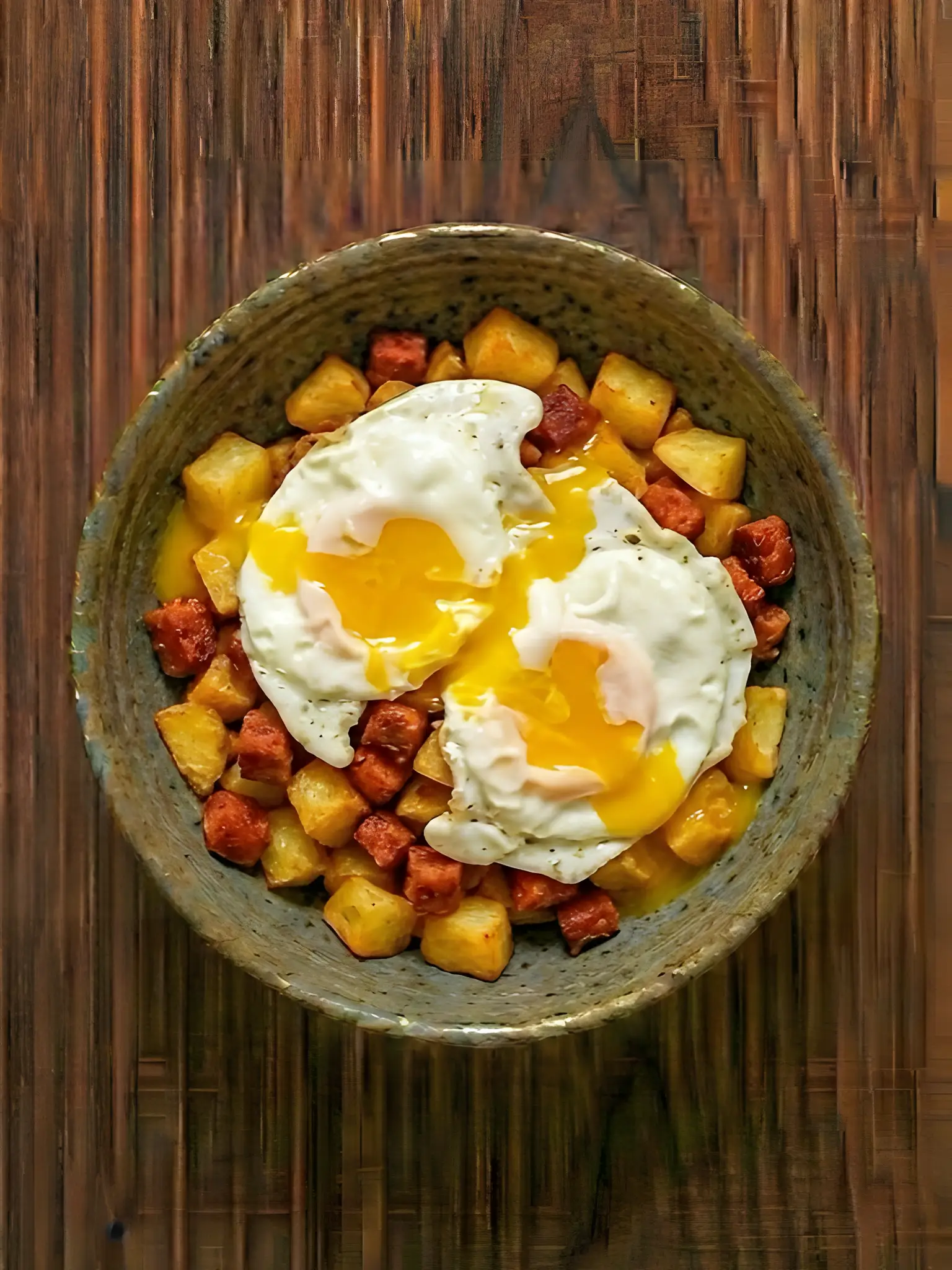Huevos rotos con chorizo y patata
