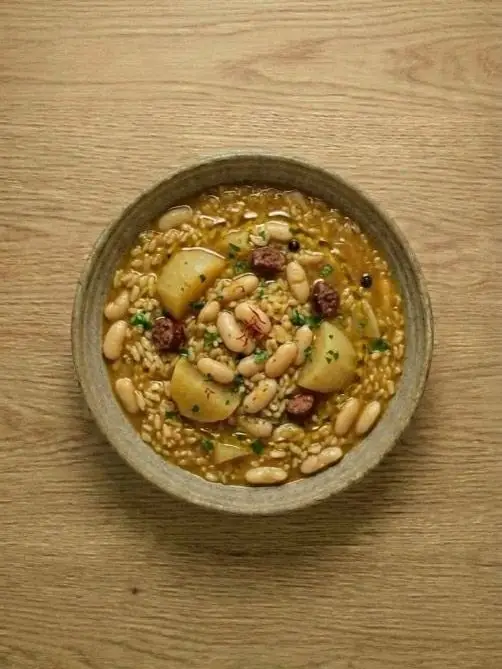 Arroz con alubias y nabos