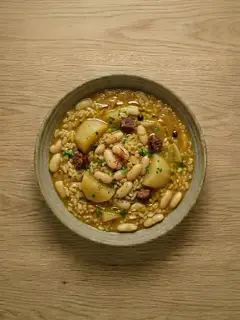 Arroz con alubias y nabos