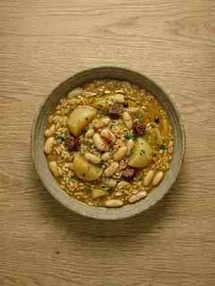 Arroz con alubias y nabos