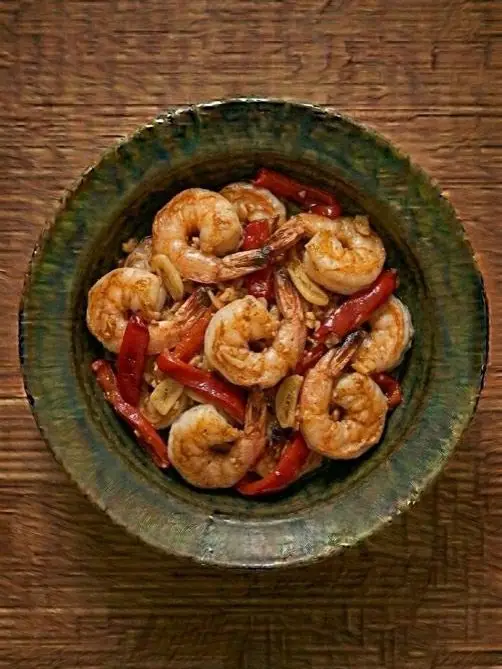 Gambas congeladas con pimientos del piquillo