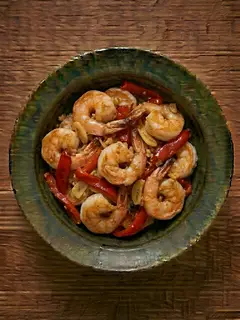 Gambas congeladas con pimientos del piquillo