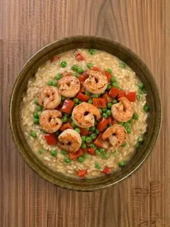 Arroz meloso de gambas y pimiento