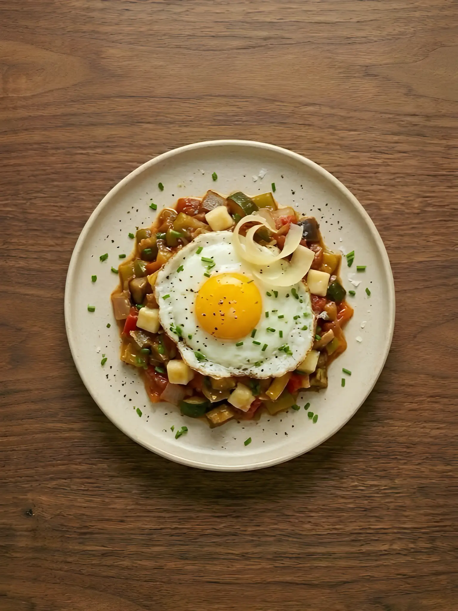 Pisto manchego con huevo frito