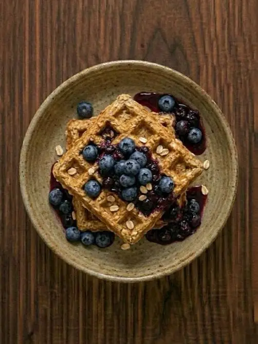 Gofres de avena con arándanos
