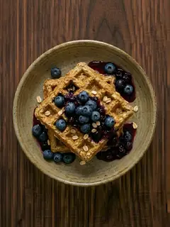 Gofres de avena con arándanos