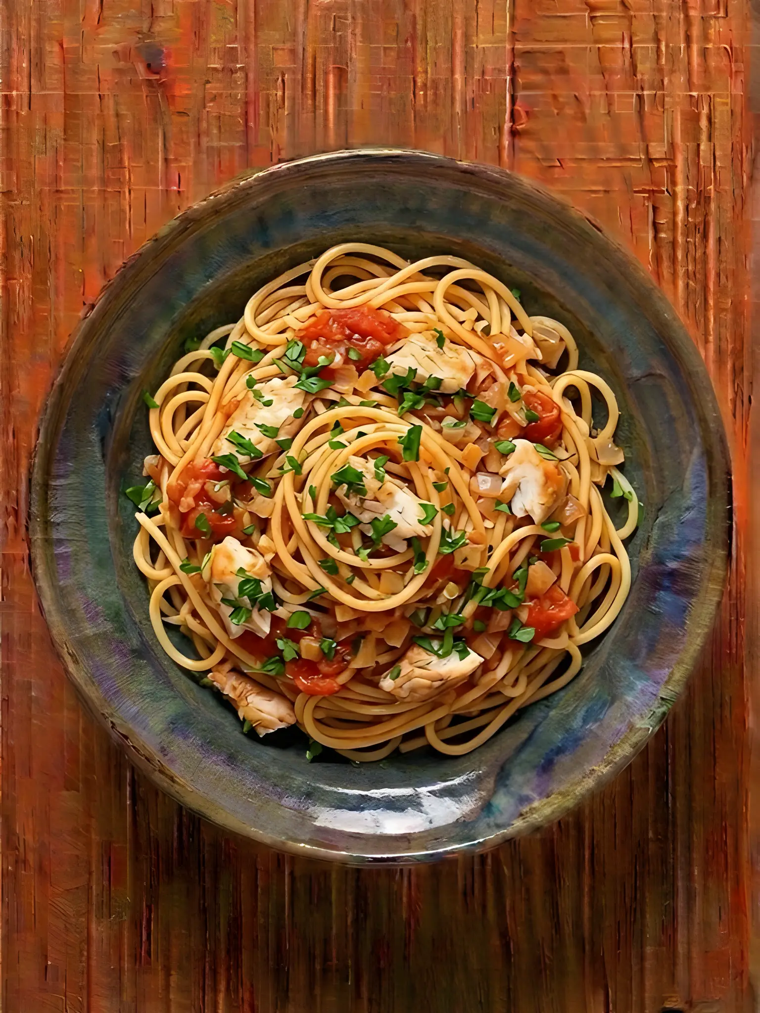 Espaguetis con merluza y tomate