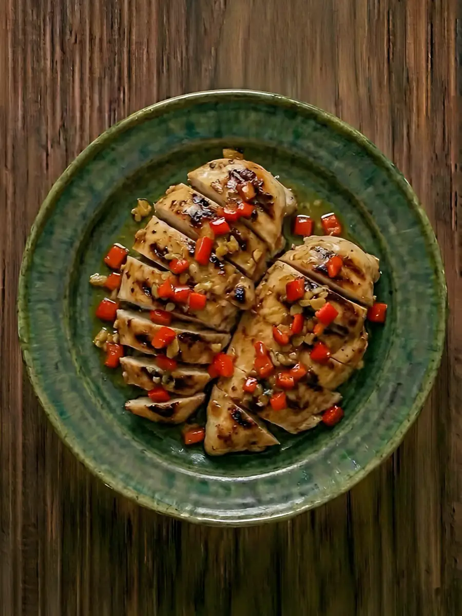 Foto de Pechuga de pollo con pimiento al horno rapido