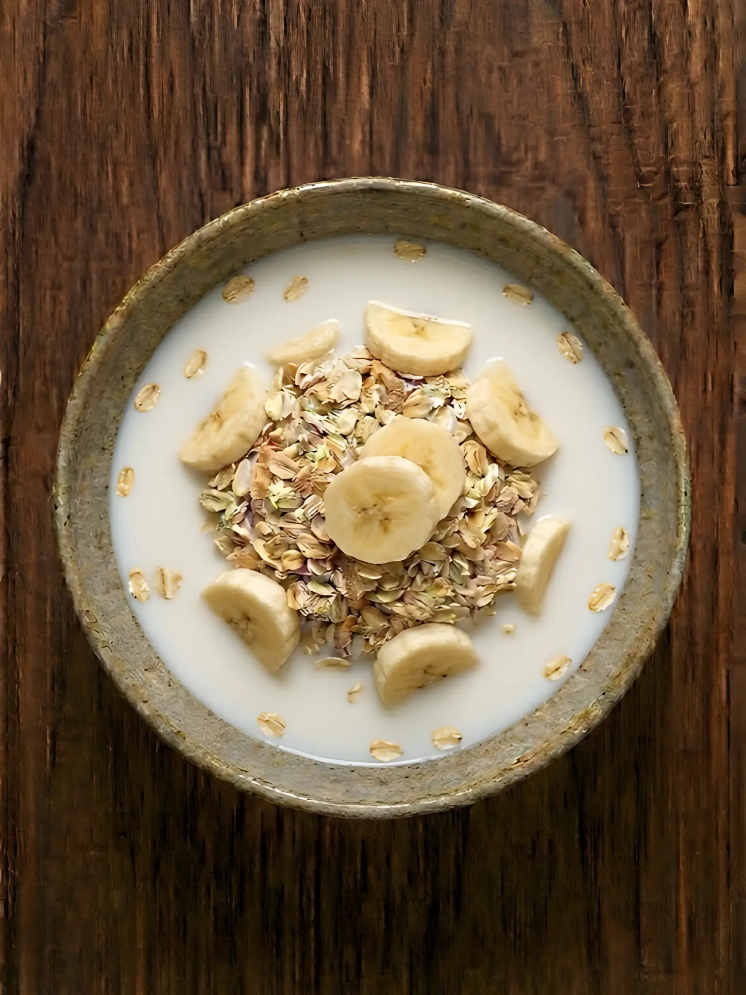 Muesli con leche y plátano