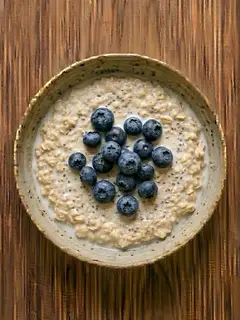 Avena remojada (overnight oats) con arándanos