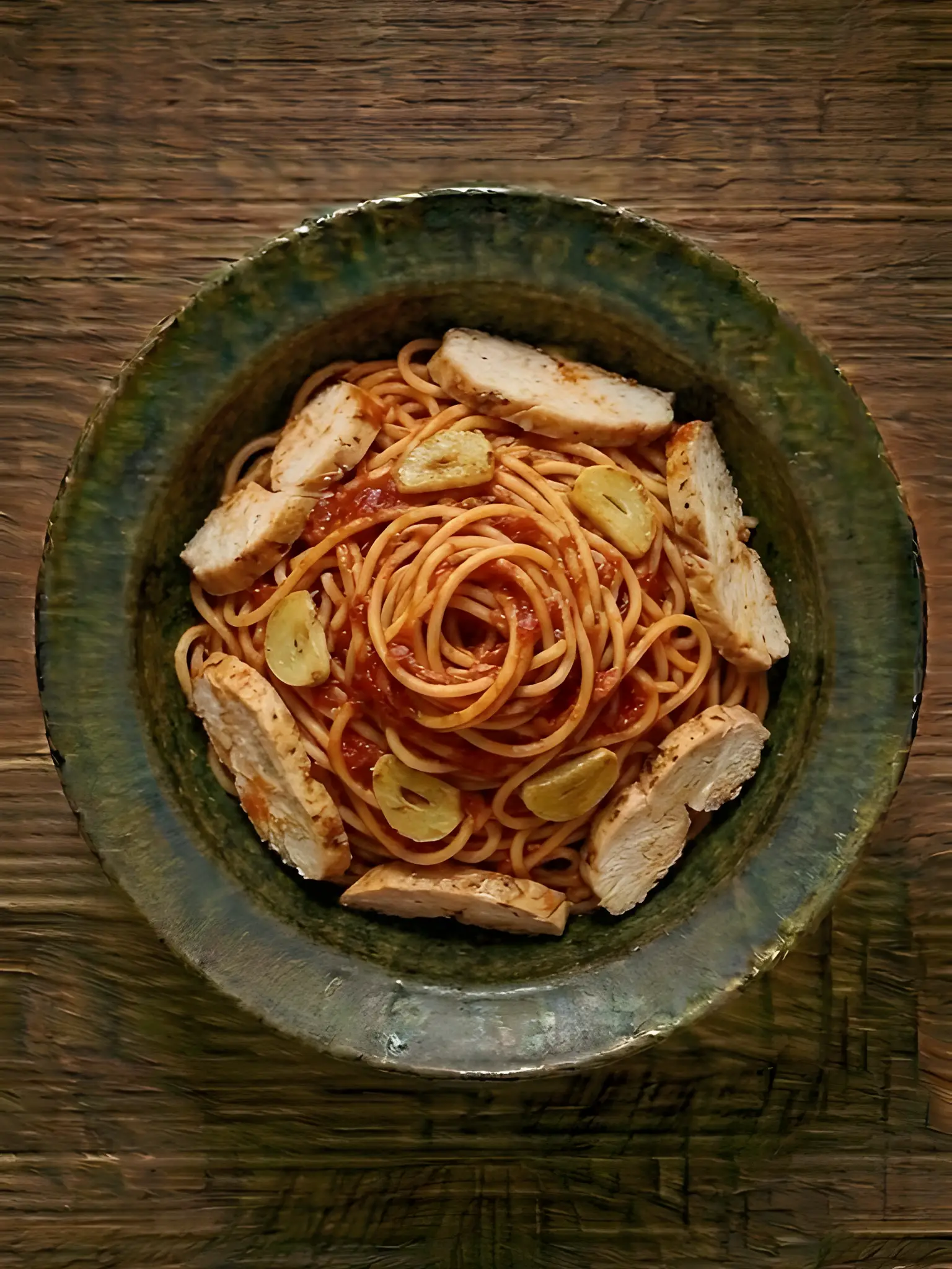 Espaguetis con pavo y tomate