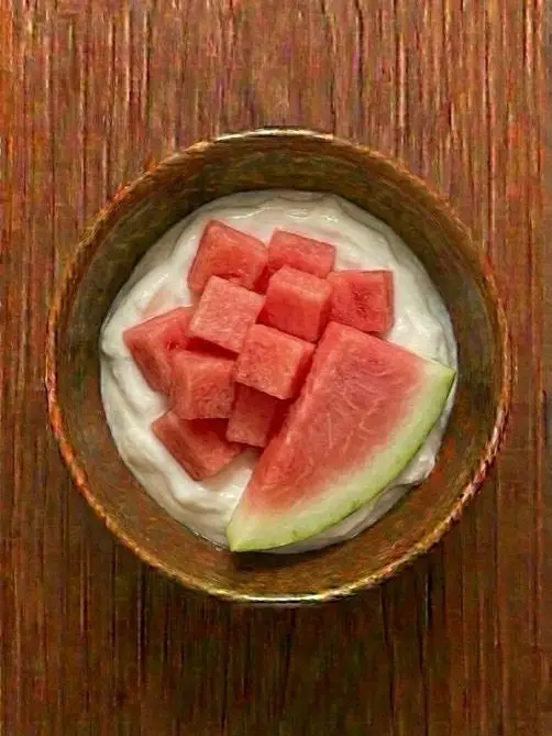 Yogur natural con sandía