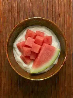 Yogur natural con sandía