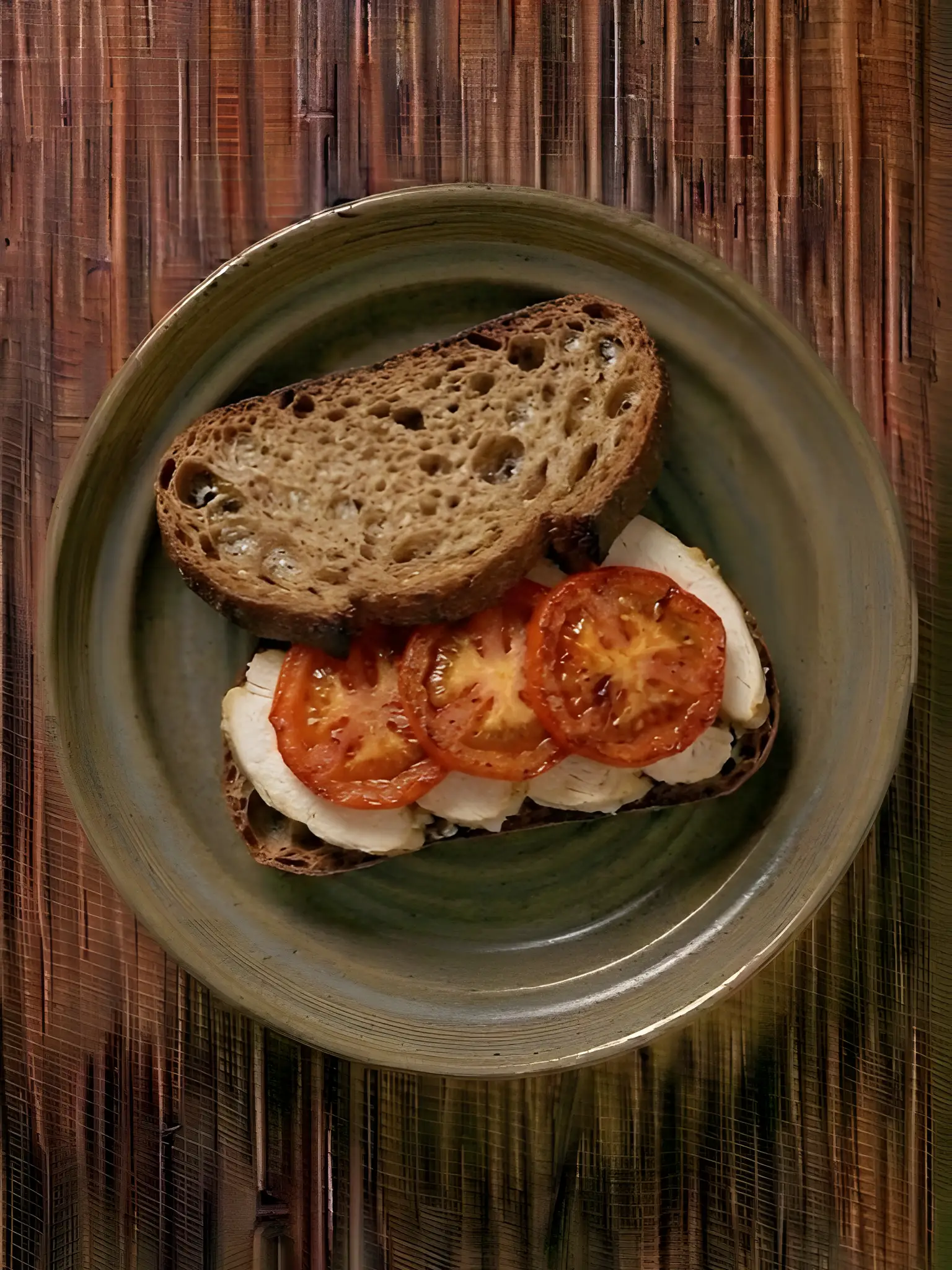 Bocadillo de pollo y tomate