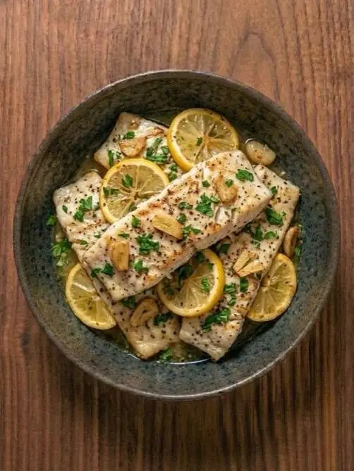Lubina a la plancha con ajo y limón