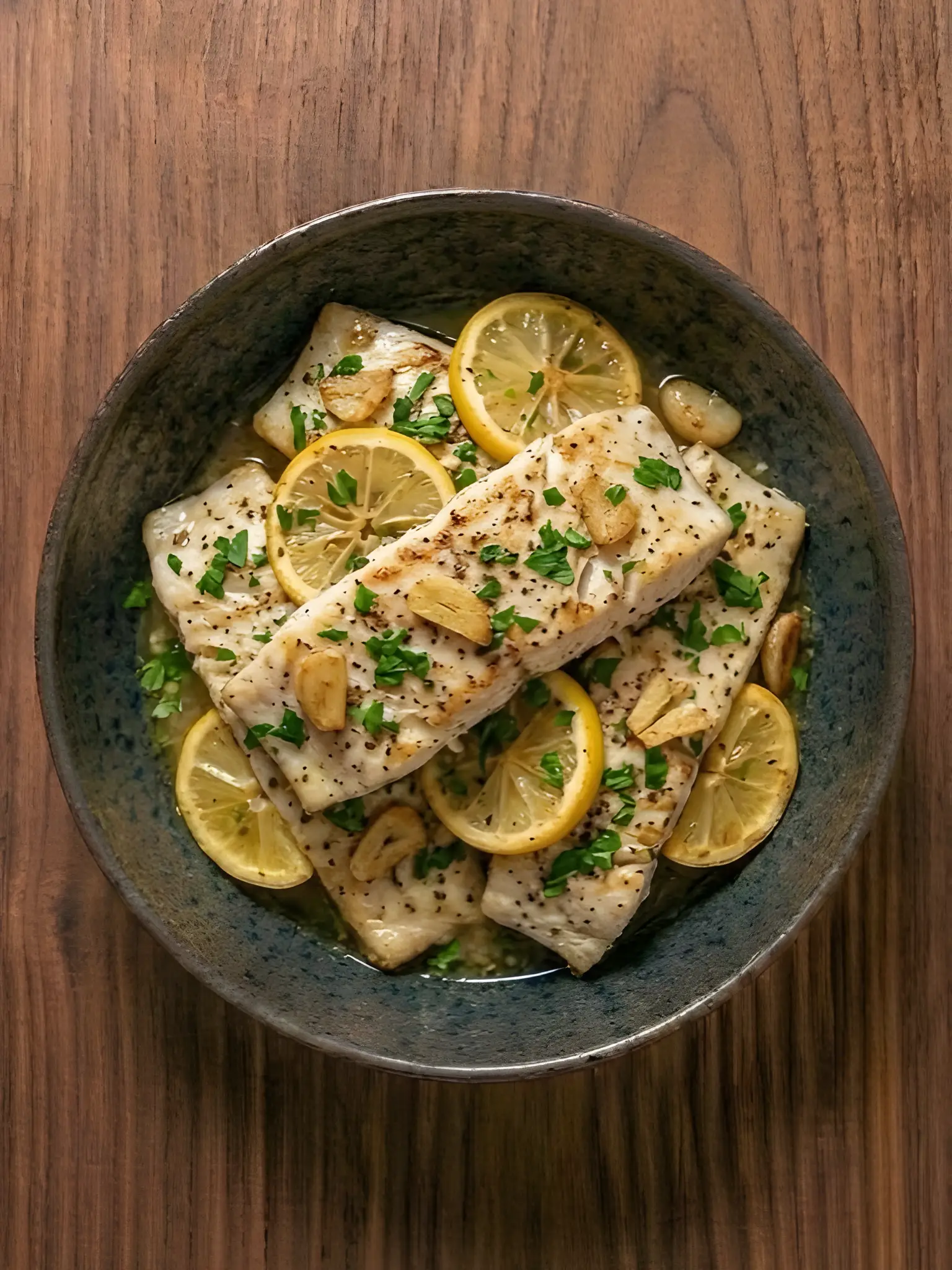 Lubina a la plancha con ajo y limón
