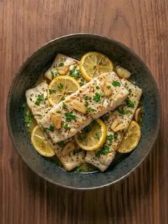 Lubina a la plancha con ajo y limón