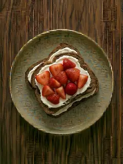 Tostada de centeno con queso crema y mermelada