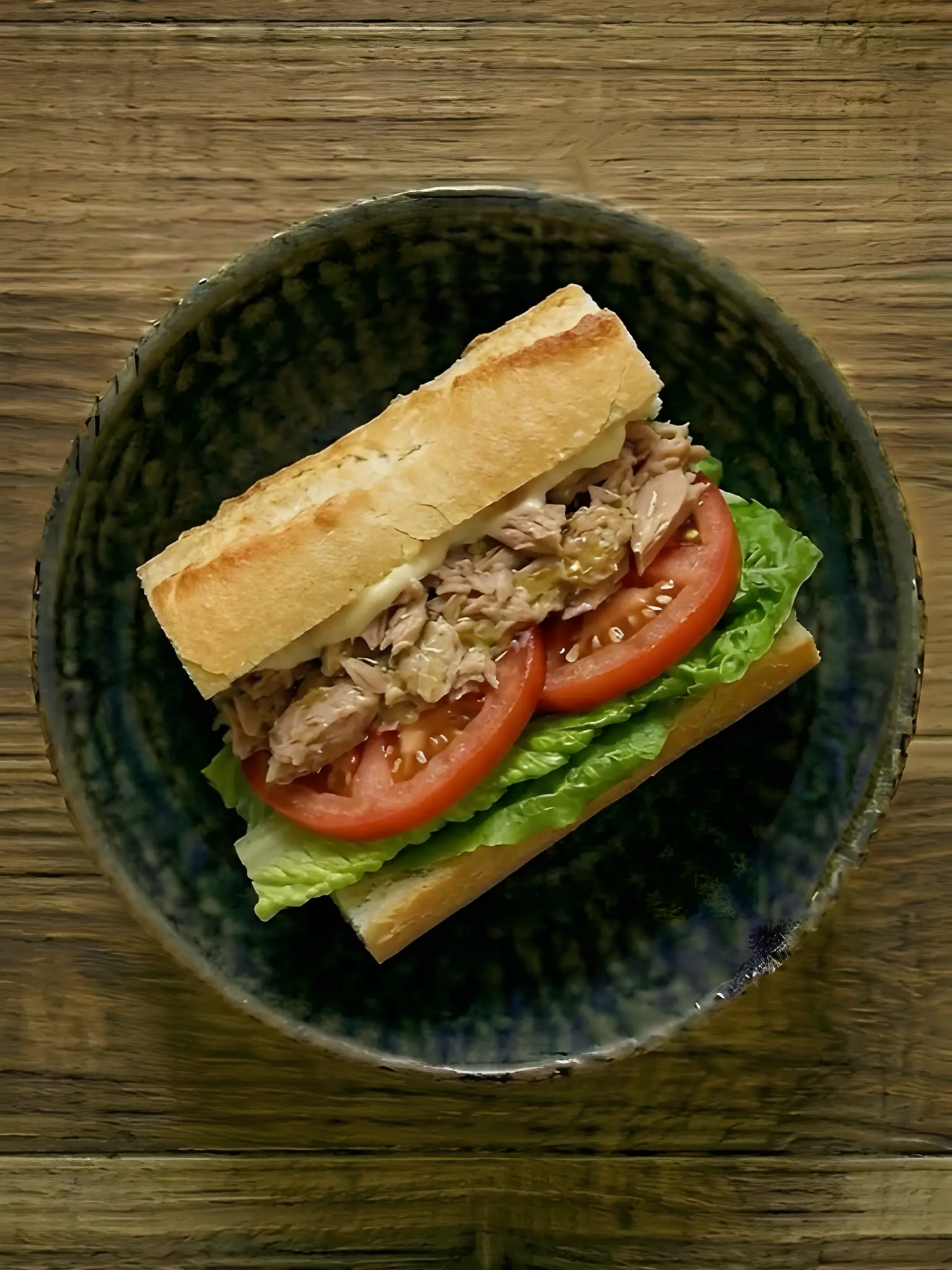 Bocadillo de atun con tomate y lechuga