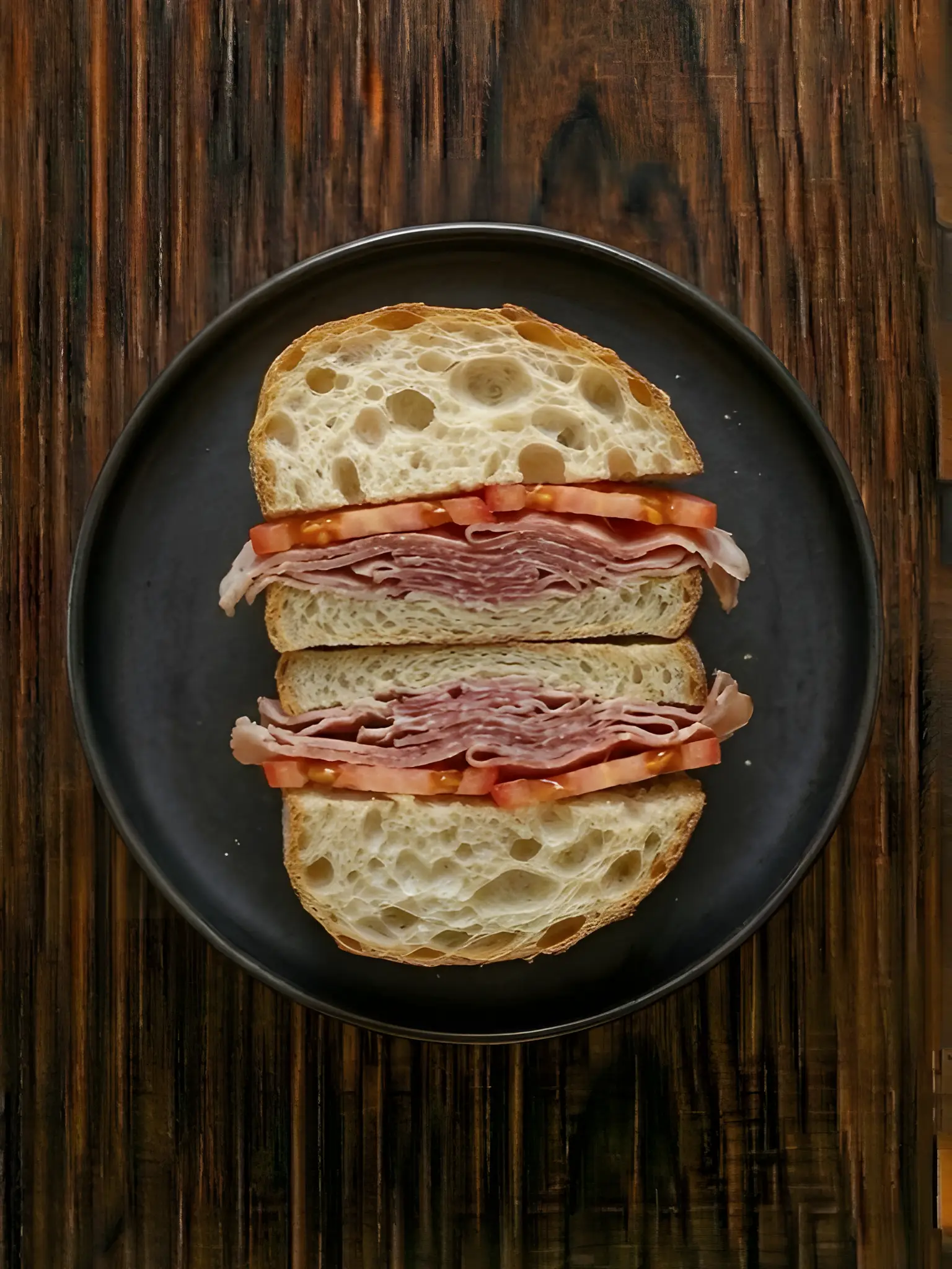 Bocadillo de pan de cristal con jamón serrano