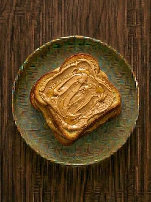 Tostada de pan brioche con mantequilla de cacahuete y miel